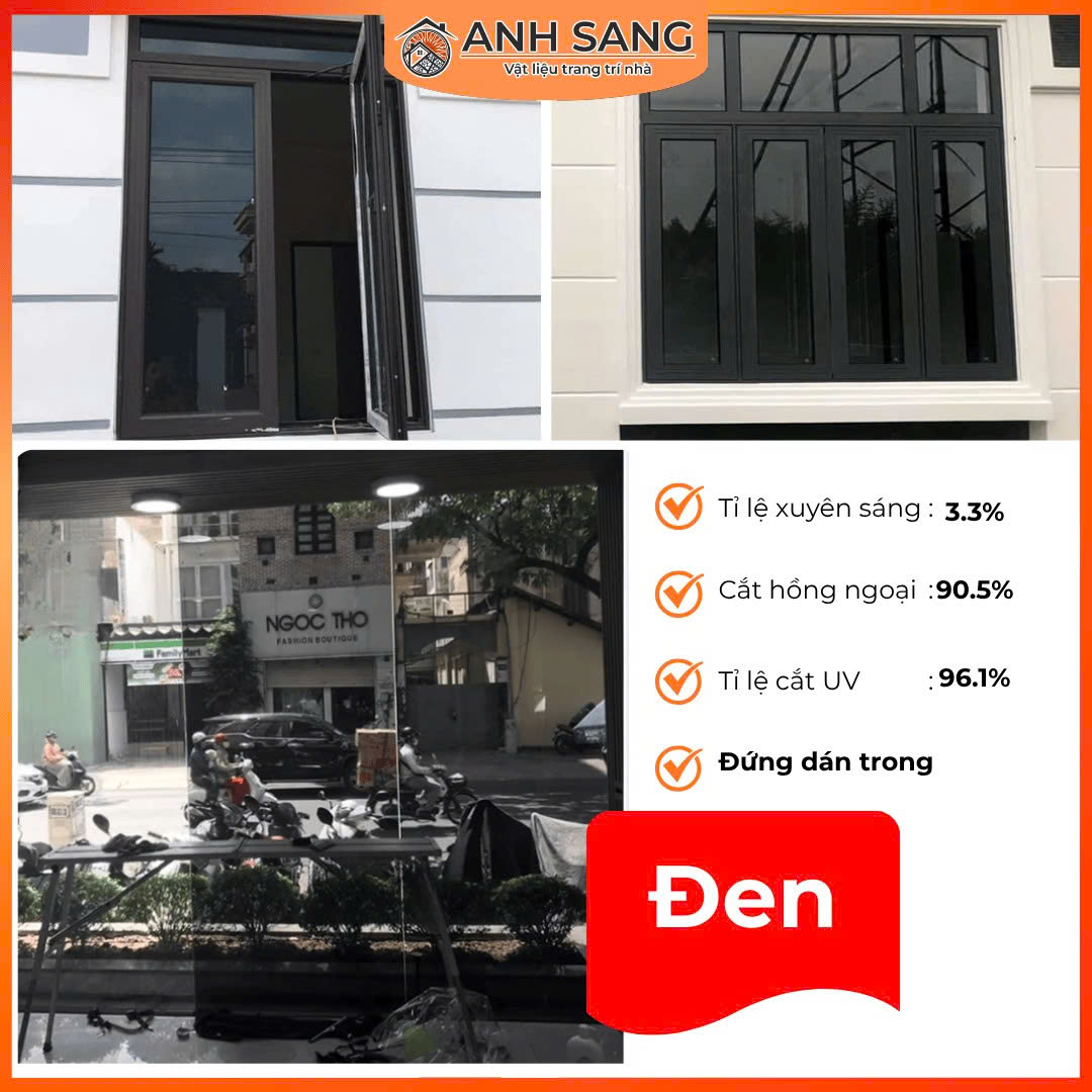 Phim Dán Kính Cách Nhiệt Phản Quang Cao Cấp Màu Đen