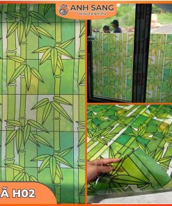 Decal dán kính họa tiết cây trúc xanh