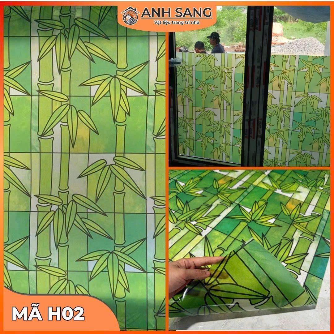 Decal dán kính họa tiết cây trúc xanh