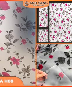 Decal Dán Kính Hoa Văn Mã H08: Vẻ Đẹp Cá Tính Của Cúc Đỏ Lá Đen Cho Không Gian Đẳng Cấp
