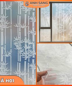 Decal dán kính hoa văn Trúc Trắng Trang trí cửa kính