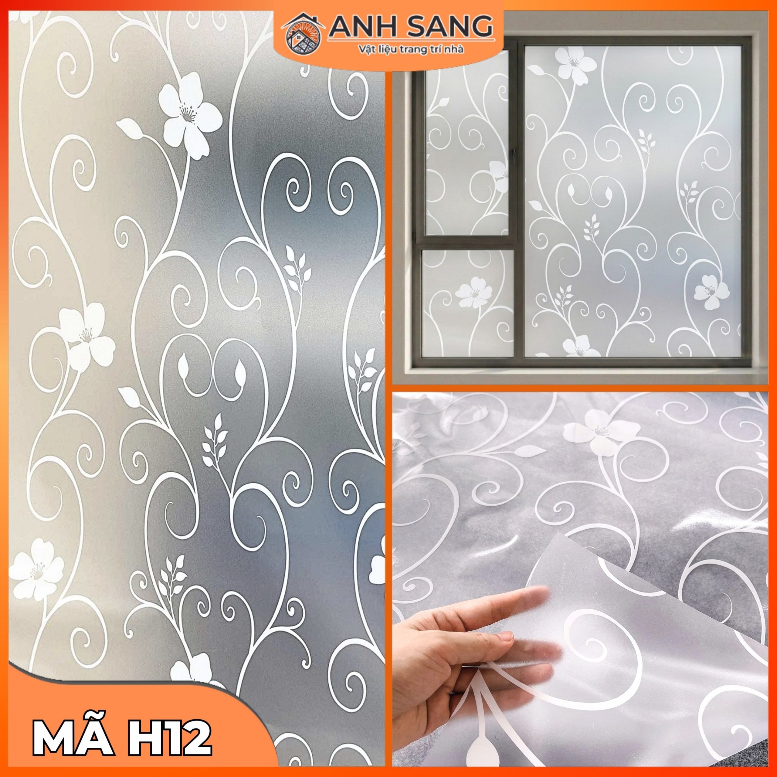 Decal Dán Kính Hoa Văn Mã H12: Vẻ Đẹp Mềm Mại Của Hoa Dây Leo Trắng Cho Không Gian Sang Trọng