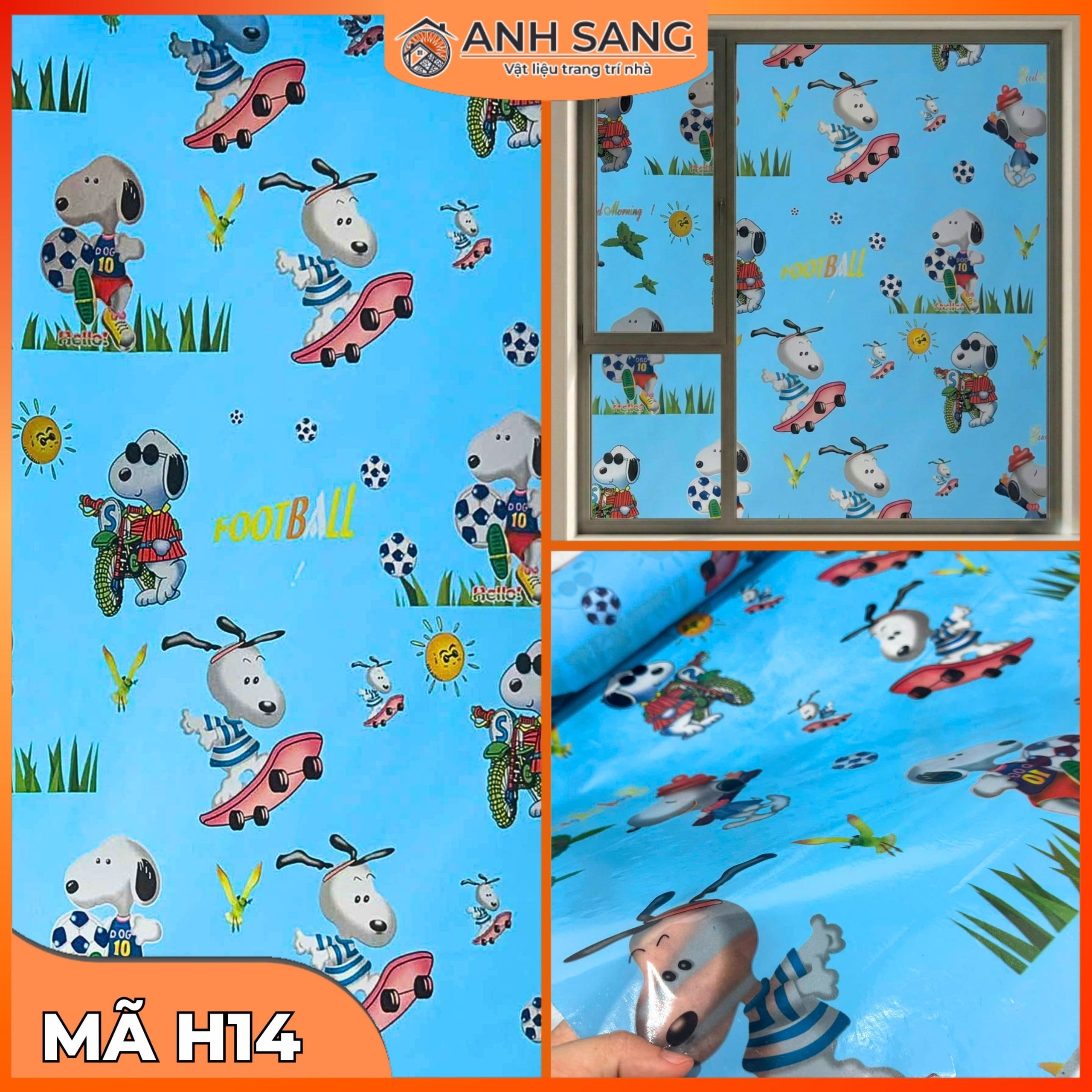 Decal Dán Kính Hoa Văn Mã H14: Không Gian Vui Nhộn Với Họa Tiết Chó Cún Dễ Thương