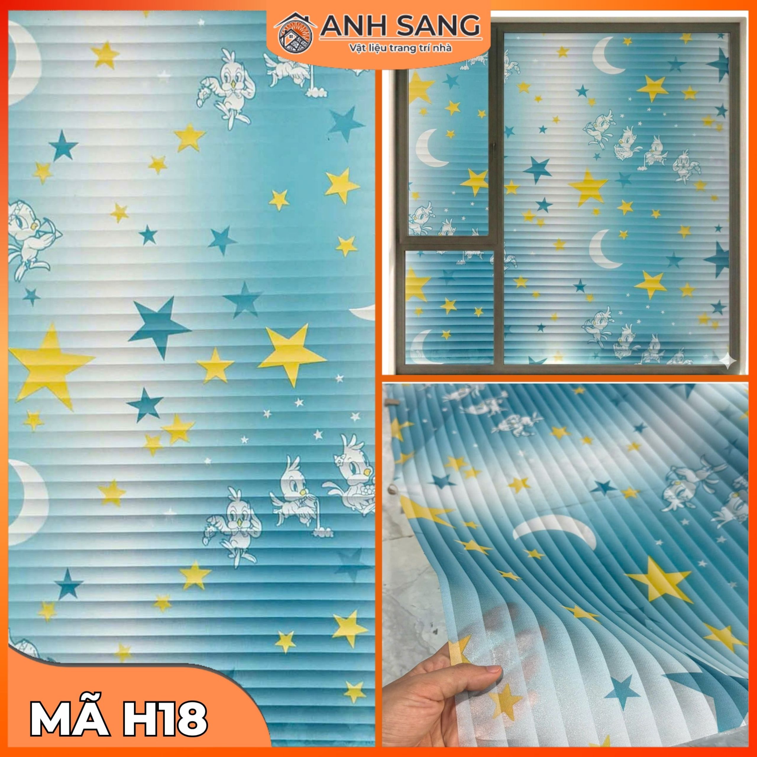 Decal Dán Kính Hoa Văn Mã H18: Không Gian Lung Linh Với Họa Tiết Gà Con Và Ngôi Sao