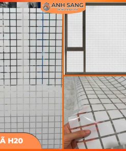 Decal Dán Kính Hoa Văn Mã H20: Vẻ Đẹp Hiện Đại Với Thiết Kế Kẻ Ô Vuông Nhỏ Trắng Tối Giản