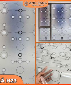 Decal Dán Kính Hoa Văn Mã H23: Sự Độc Đáo Từ Họa Tiết Hình Học Vòng Tròn Đen Trắng