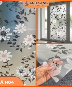 Decal dán kính hoa văn họa tiết cúc hồng