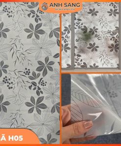 Decal dán kính hoa văn mã H05 với họa tiết Lá Sắn Trắng