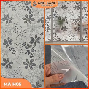 Decal dán kính hoa văn mã H05 với họa tiết Lá Sắn Trắng