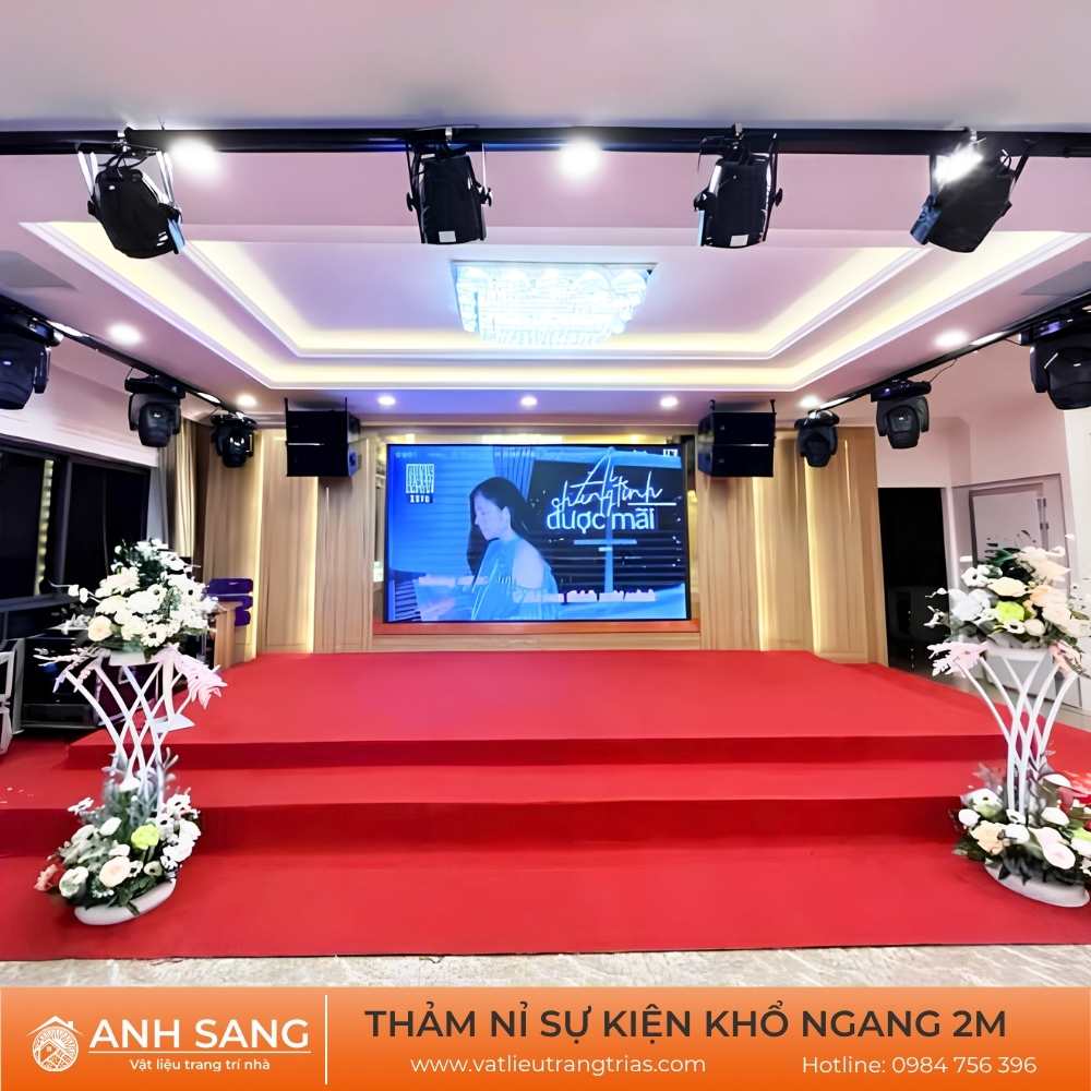 Thảm nỉ đỏ đô trải sự kiện