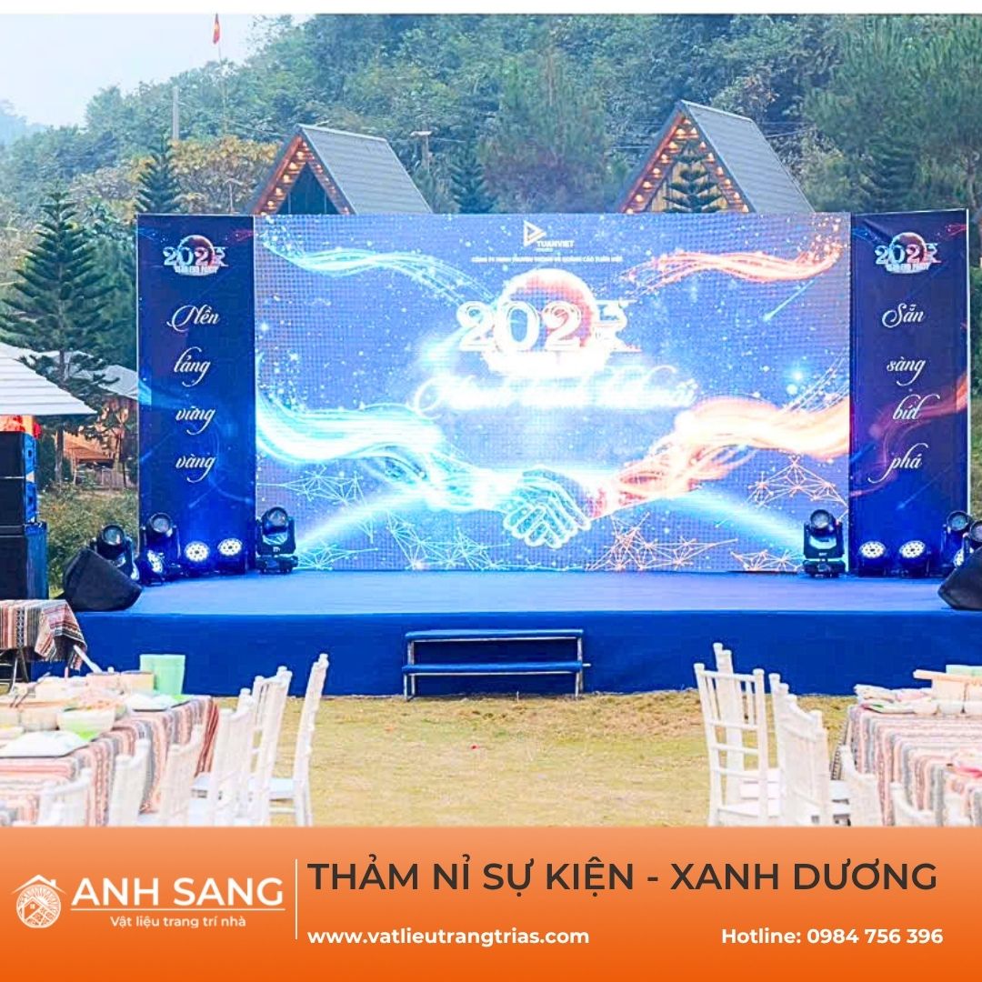 Thảm nỉ sự kiện màu xanh dương