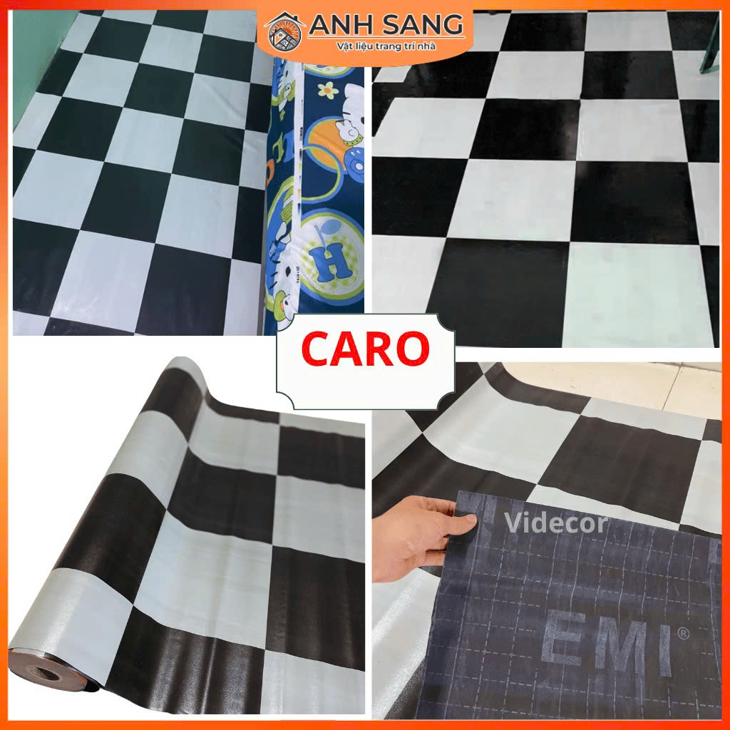 Thảm Nhựa Trải Sàn Họa Tiết Caro Đen Trắng Cá Tính - Anh Sang