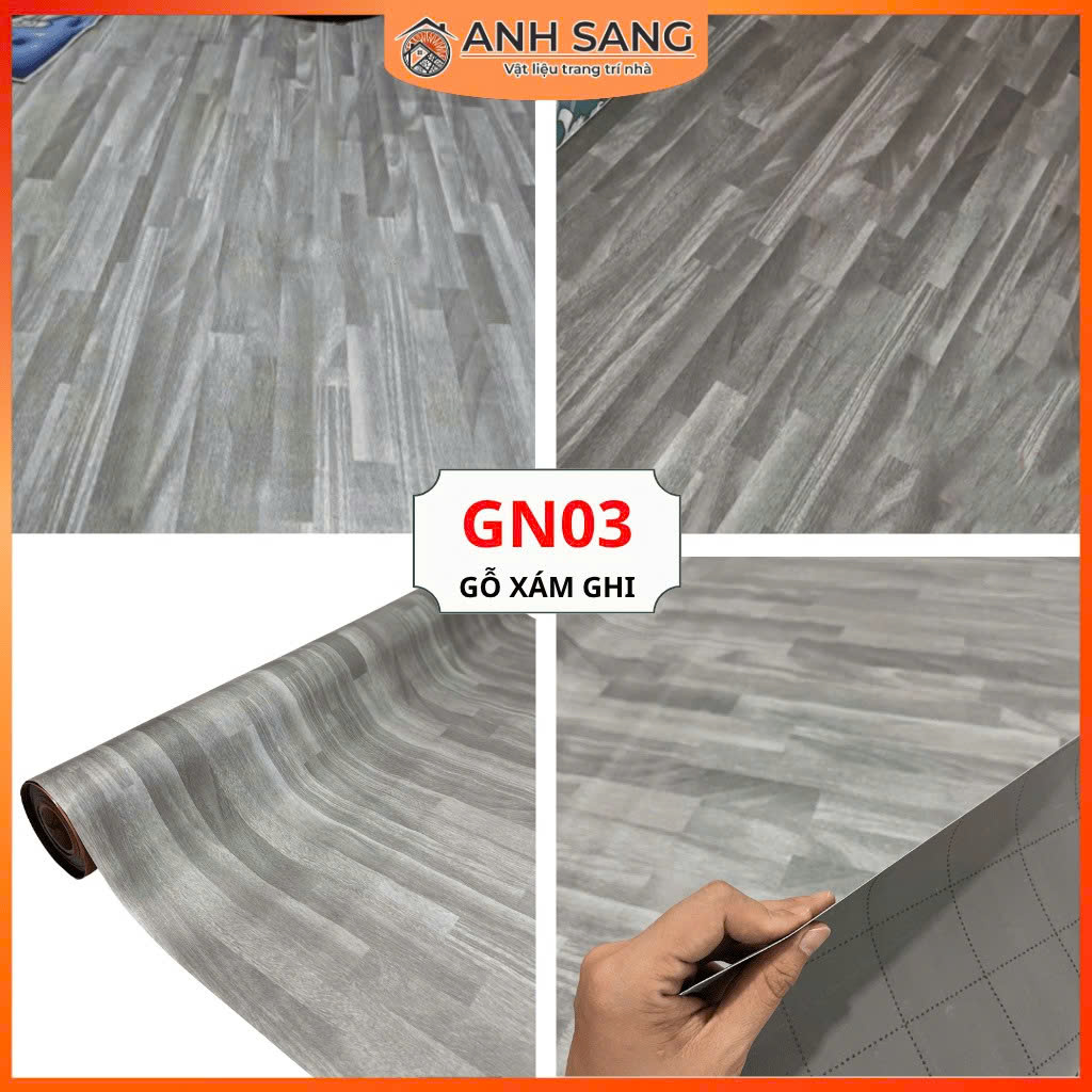 Thảm simili vân gỗ xám ghi -Anh Sang
