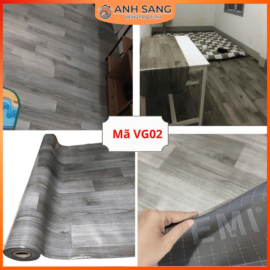 Thảm Simili Lót Sàn Vân Gỗ Xám Khói Hiện Đại VG02 - Anh Sang Việt Nam