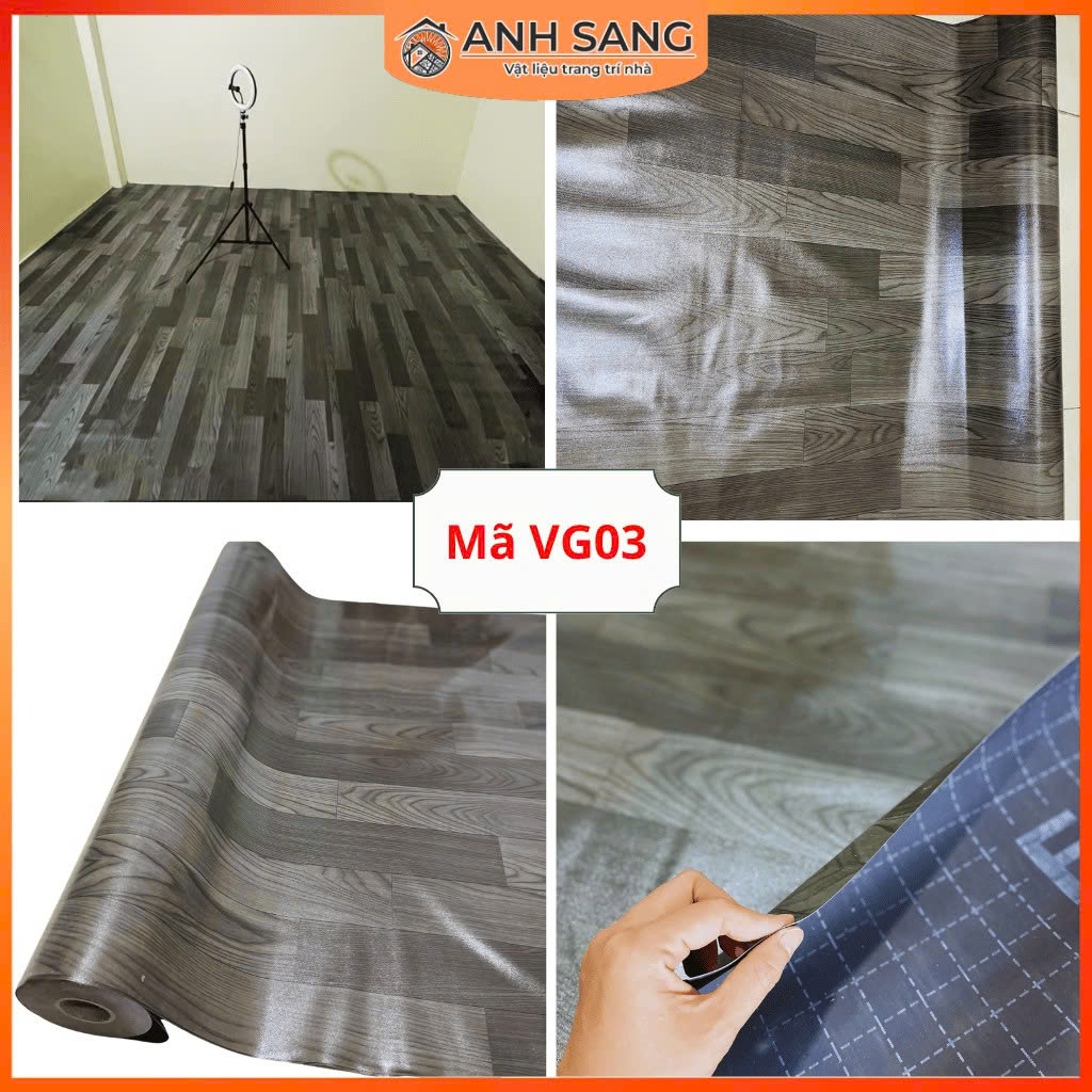 Thảm simili vân gỗ xám đen đậm VG03 - Anh Sang