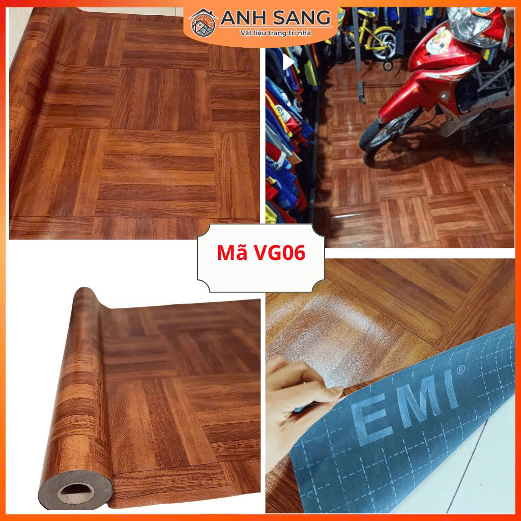 Thảm Simili Lót Sàn Vân Gỗ Đan Ô Bàn Cờ Độc Đáo VG06 - Anh Sang