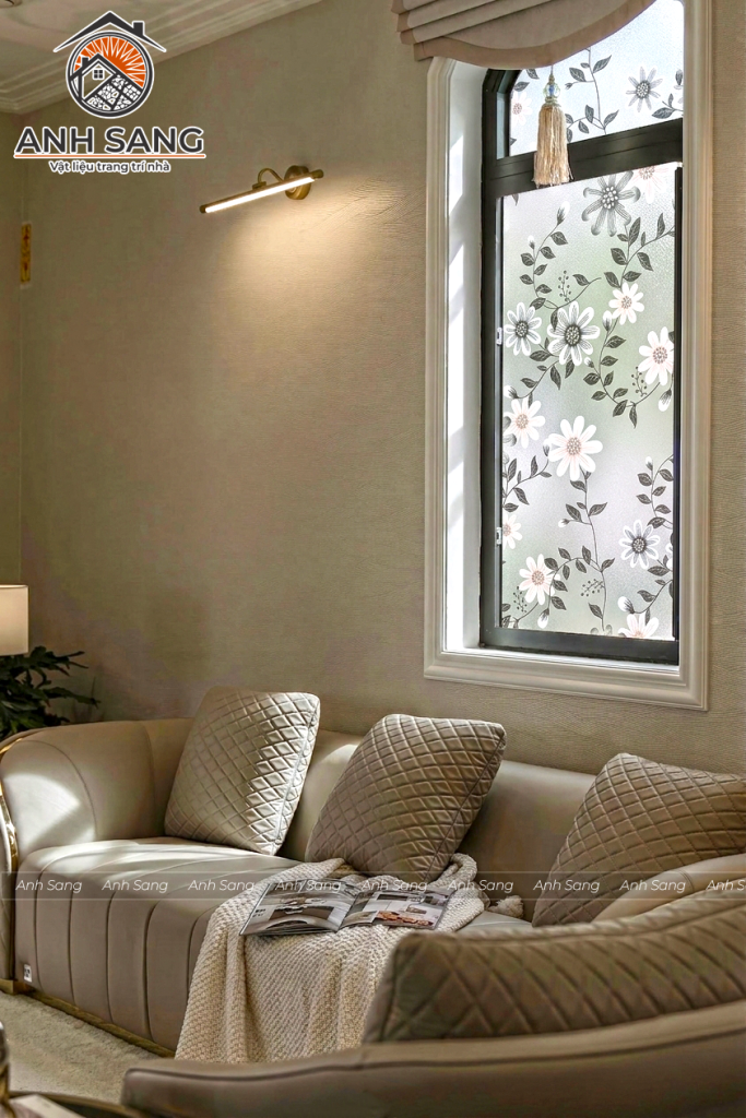 Dán cửa sổ - Mã decal H04 Họa tiết hoa cúc hồng