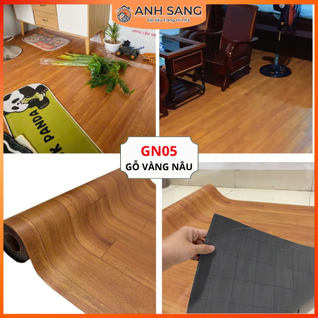 Thảm Simili Lót Sàn Vân Gỗ Vàng Nâu GN05