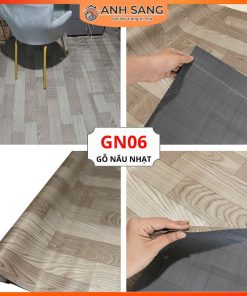 Thảm Simili Lót Sàn Vân Gỗ Nâu Nhạt GN06 – Thanh Lịch, Giá Rẻ