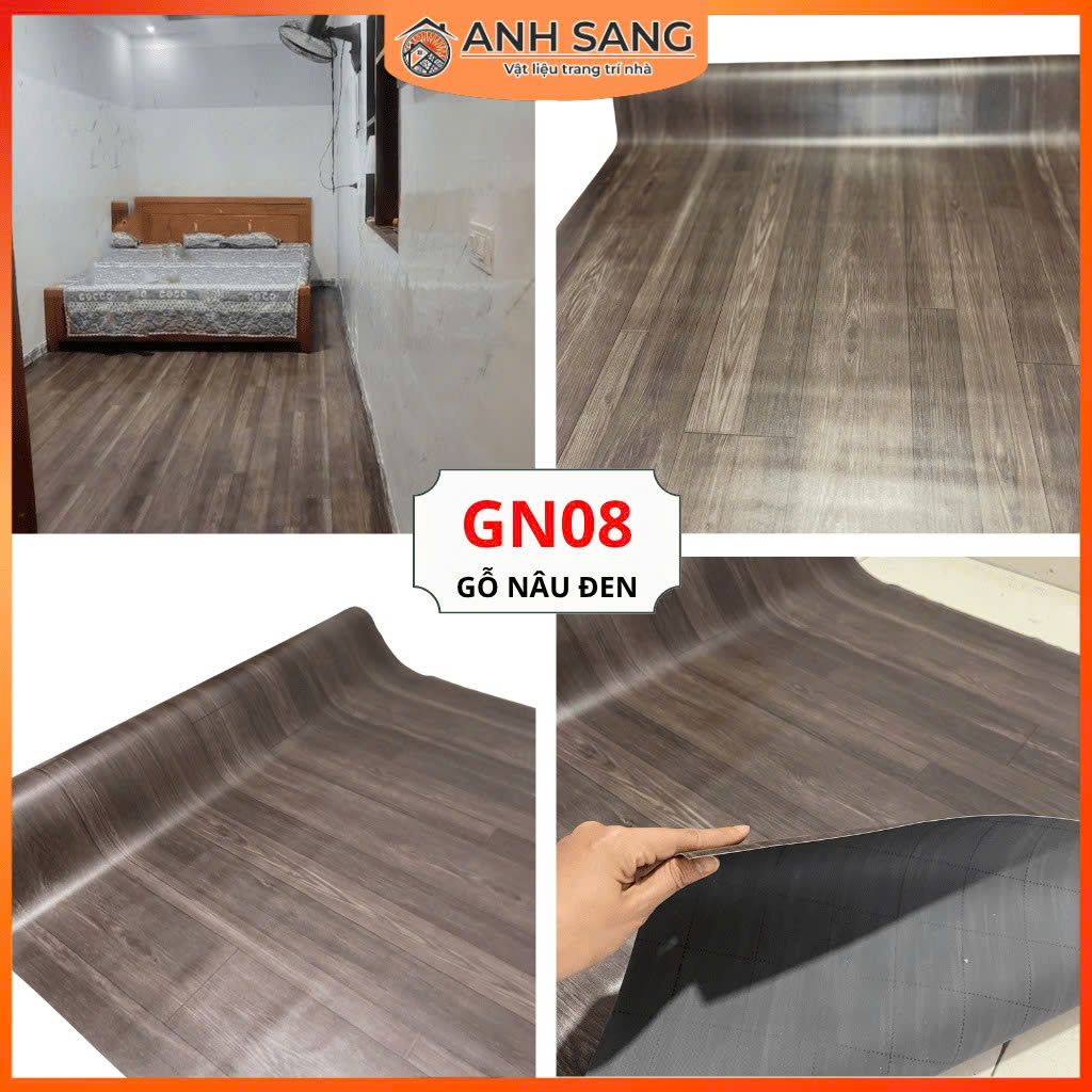 Thảm Simili Lót Sàn Vân Gỗ Nâu Đen GN08 – Đẳng Cấp, Sang Trọng, Giá Rẻ